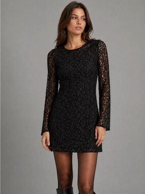Aritzia Talula Long Sleeve Black Lace dress Sz 2